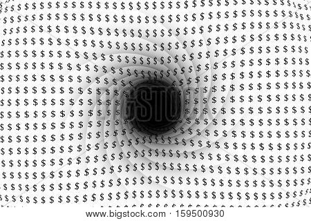 black hole in which the dollar falls 3D illustration