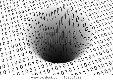 black hole in a binary code 3D illustration