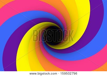 black hole multicolored background yellow 3d illustration