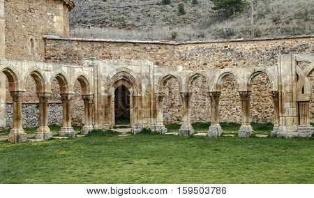Intersecting arches in the courtyard of the Monastery of San Juan de Duero in Soria