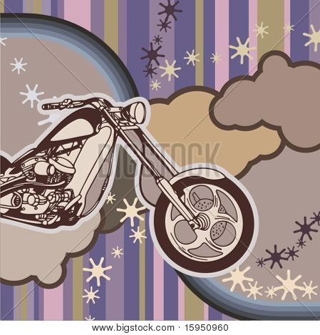 Bir chopper motosiklet ile vektör arka plan.