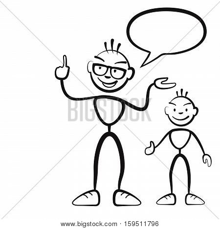 Stick Figure Persona Man With Child And Speech Bubble