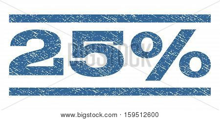25 Percent watermark stamp. Text tag between horizontal parallel lines with grunge design style. Rubber seal cobalt blue stamp with scratched texture. Vector ink imprint on a white background.