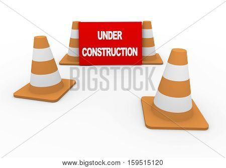 3D Traffic Cones And Under Construction