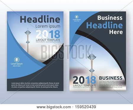 Multipurpose corporate business flyer layout design. Suitable for flyer brochure book cover and annual report. blue and black color scheme in A4 size layout template background with bleeds.