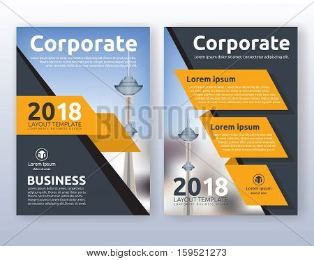 Multipurpose corporate business flyer layout design. Suitable for flyer brochure book cover and annual report. Yellow and black color scheme in A4 size layout template background with bleeds.