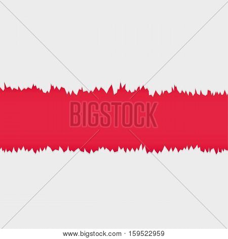Vector illustration. Torn paper strip. red background.