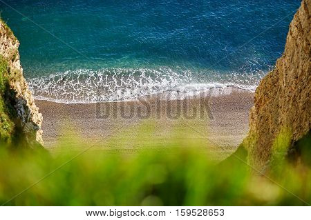 Beautiful And Empty Beach In Etretat