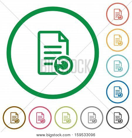 Undo document changes flat color icons in round outlines