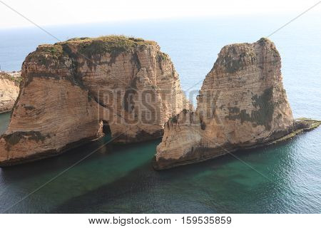 Pigeon Rocks. Raouche District, Beirut, Lebanon, Middle East