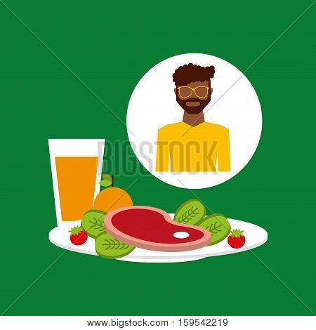 healthy food man with plate food vector illustration eps 10