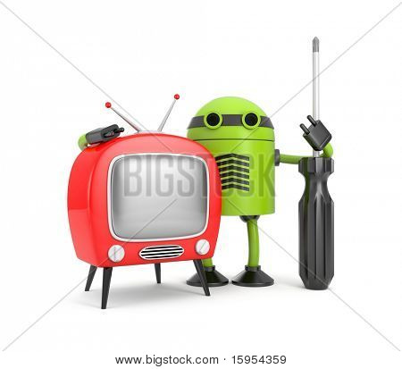 Robot with TV. Repairbot