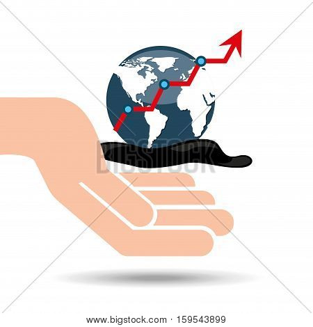 hand oil industry world upward arrow vector illustration eps 10