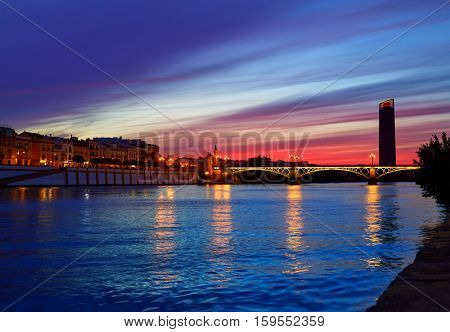 Puente Isabel II bridge in Triana Seville sunset of Andalusia Spain