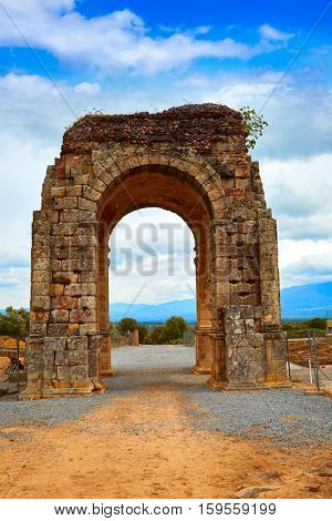 Arch roman of Caparra in Spain Extremadura by the Via de la Plata way