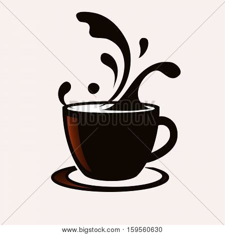 coffee cup with splash vector vintage illustration