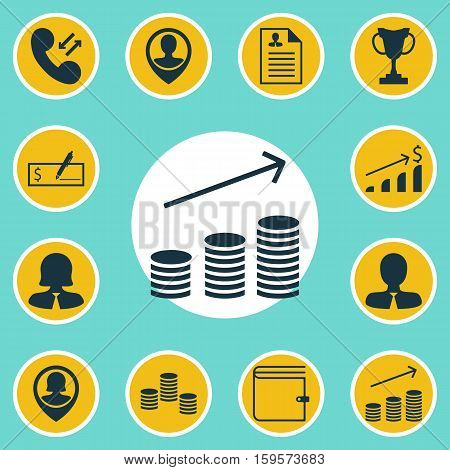 Set Of Human Resources Icons On Curriculum Vitae, Bank Payment And Cellular Data Topics. Editable Vector Illustration. Includes Purse, Trophy, Female And More Vector Icons.