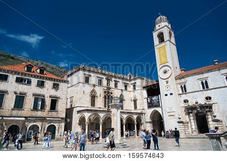 DUBROVNIK, CROATIA - JUNE 2016: View of Luza sqaure in the old town of Dubrovnik, Croatia