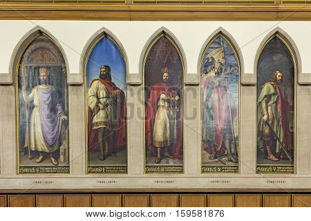 Portrait Of German Kings Hang In The Kaisersaal