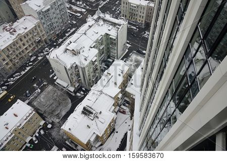 Kiev winter, aerial view