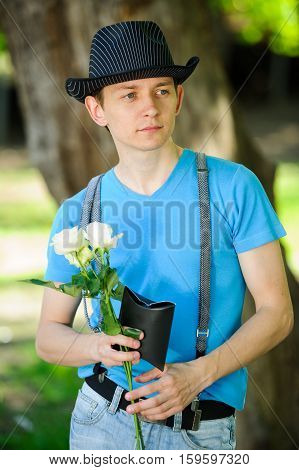Trendy Guy With Flowers