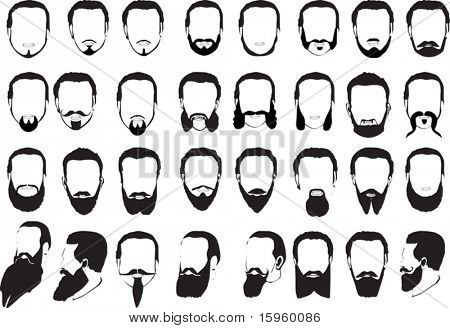 illustration with men beard collection isolated on white background