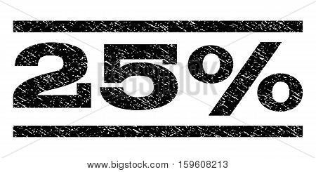 25 Percent watermark stamp. Text tag between horizontal parallel lines with grunge design style. Rubber seal black stamp with unclean texture. Vector ink imprint on a white background.