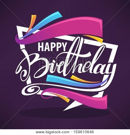 shine birthday card vector templatewith bright falgs and happy birthday lettertng composition