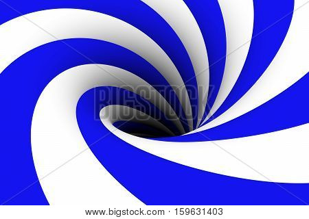 black hole in blue color 3D illustration