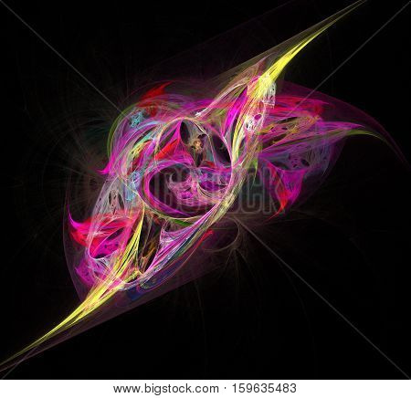Abstract fractal illustration of wavy rainbow pattern