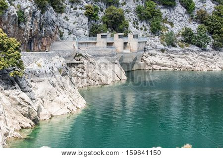 The artificial-scale Cuber reservoir in the Sierra de Tramuntana Mallorca Spain