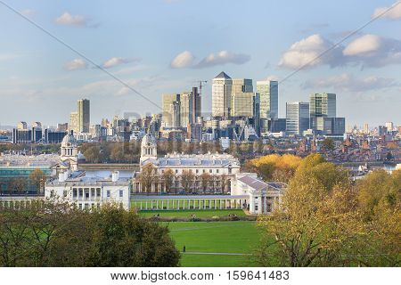 View Of Canary Warf From Greenwich In London