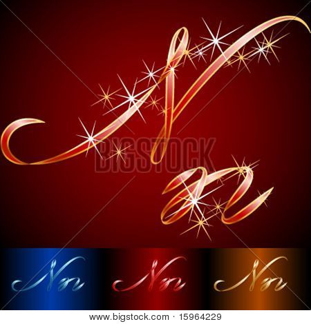 Ribbon styled vector gala alphabet. Applicable for dark and light background. Letter n