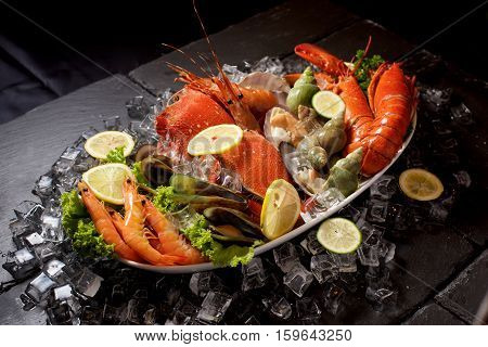 Seafood Lobster Plater On Slate