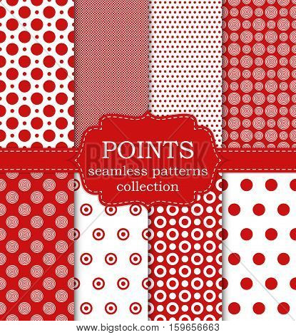 Vector illustration set of seamless patterns points. Stock vector