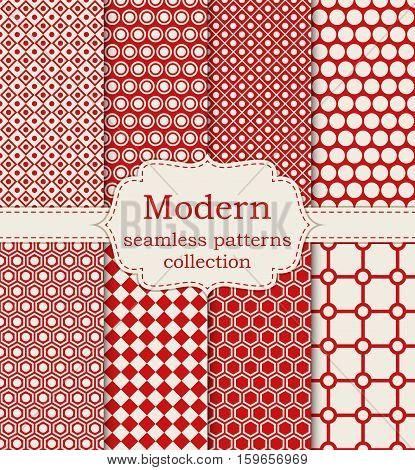 Vector illustration set of seamless modern patterns. Stock vector