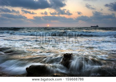 Mediterranean coast in southern Israel near the city of Ashkelon