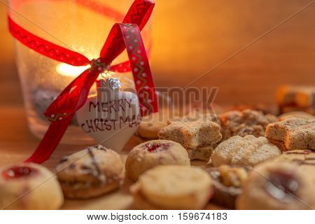 Merry Christmas - xmas cookies and red loop