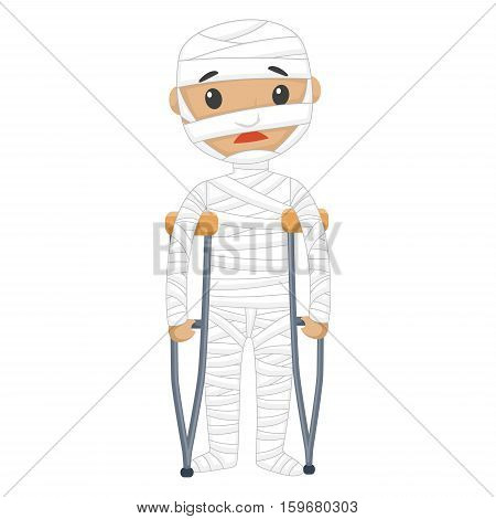 Vector Illustration of Injured Patient with Bandages