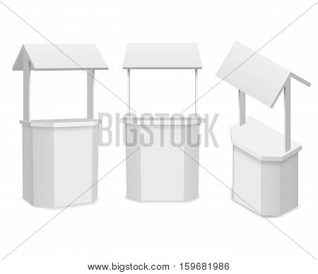 Vector market stand or retail counter for your information or promote business. Mockup counter for promotional, presentation and promo counter. Vector illustration
