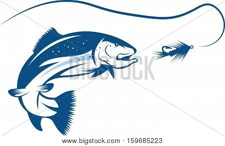 Trout Fish And Lure Vector Design Template