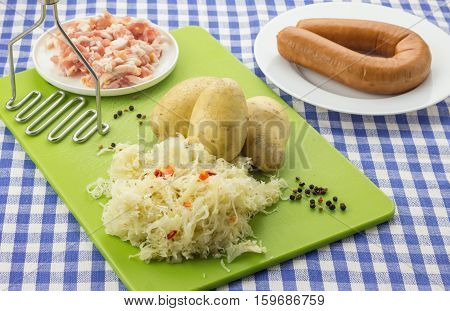 Ingredients For Typical Dutch Dish Zuurkool With Sauerkraut And Potatoes