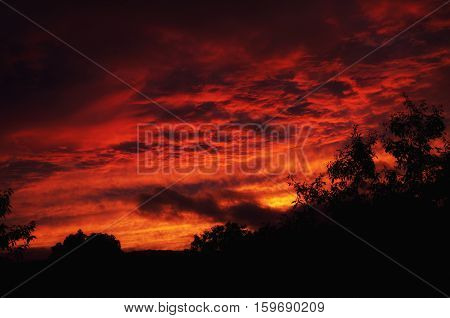 A dramatic sunset over the rural city of Torrington Connecticut.
