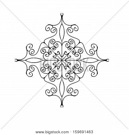 Outline flourish ornament. Web design element isolated on white background. Coloring page. Vector