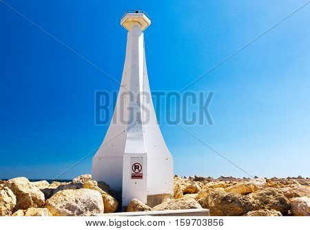 Small Lighthouse  In Zygi Marina. Cyprus.