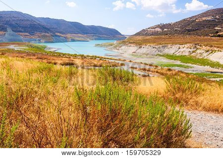 View Of The Kouris Reservoir. Cyprus.