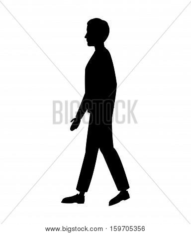 silhouette man walking side view vector illustration eps 10