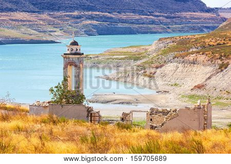 Alassa Church At The Kouris Reservoir. Cyprus.