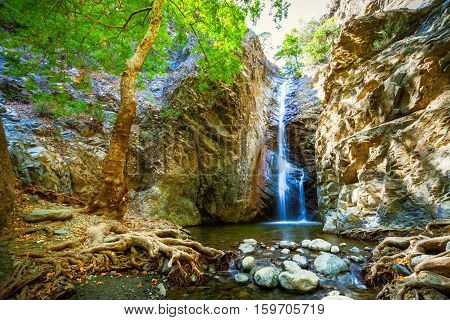 This is Millomeris Waterfalls near Platres in Cyprus.