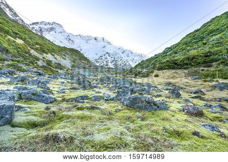 Nature mountain rock at mount cook, new zealand